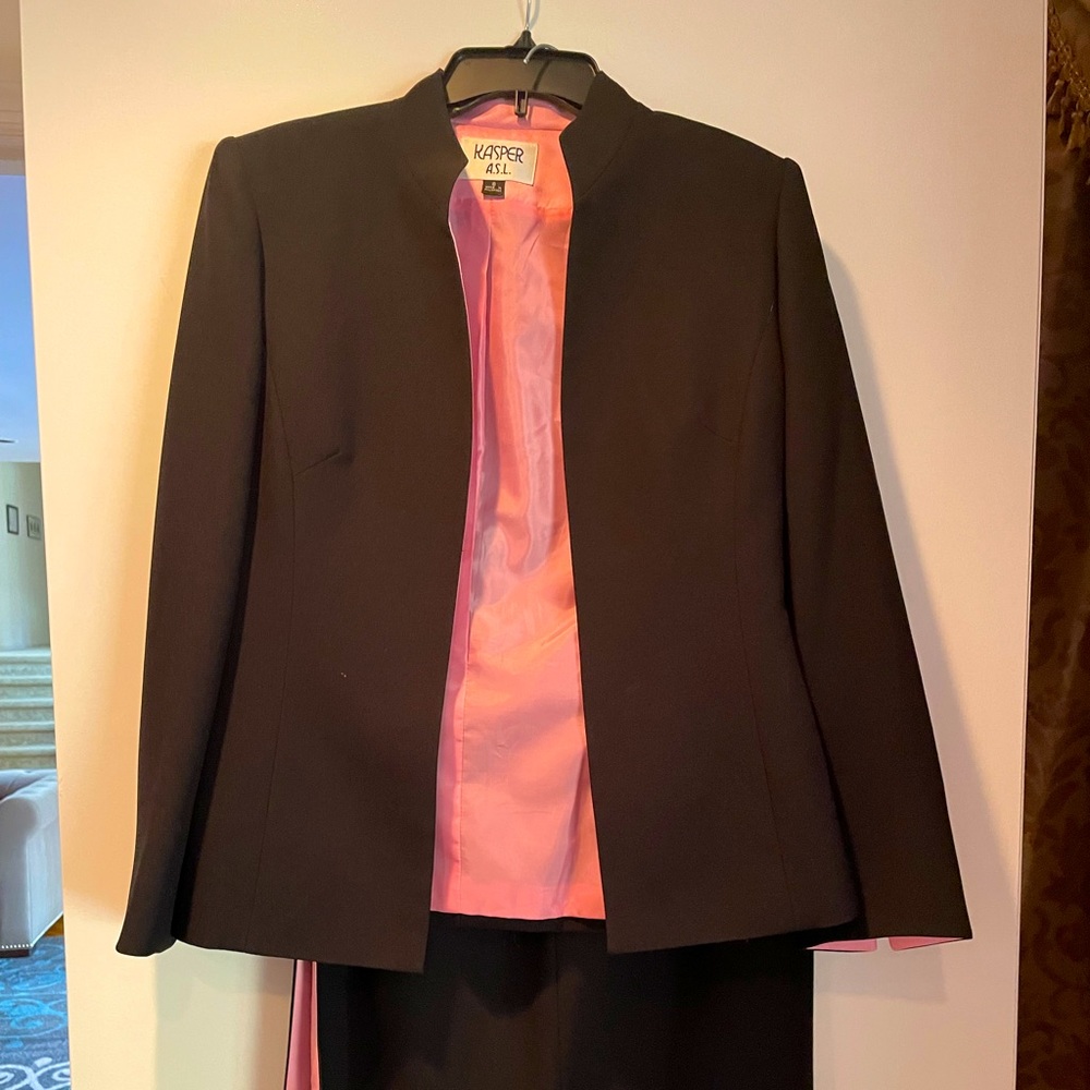 Vintage Kasper A.S.L. Suit lined with light pink satin accent, Size 8, $350